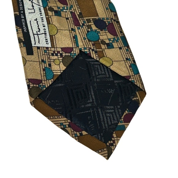 Frank Lloyd Wright Necktie Tie 100% Silk Confetti in Gold Coonley Playhouse NWT - Picture 4 of 13